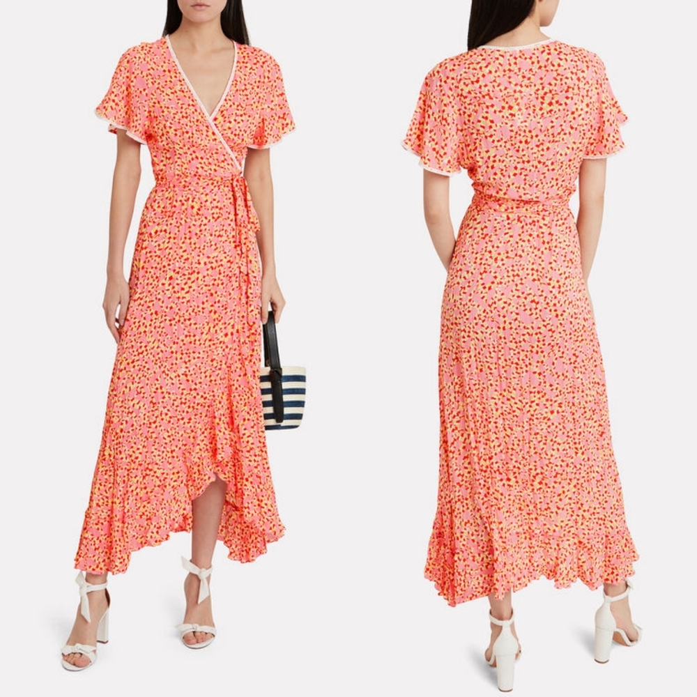 Poupette st.barth floral wrap midi dress